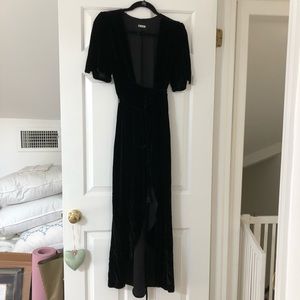 Reformation Black Velvet Dress XS